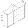 Střední skříň Lineart 191,2 x 50 x 118 cm, jilm světlý / antracit
