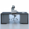 Stůl Lineart 200 x 85 cm + 2x kontejner, jilm tmavý / bílá