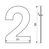 Domovní číslo "2", RN.95L, nerez
