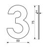 Domovní číslo "3", RN.75L, nerez