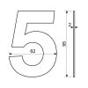 Domovní číslo "5", RN.95L, nerez
