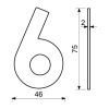 Domovní číslo "6", RN.75L, nerez