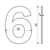 Domovní číslo "6", RN.95L, nerez