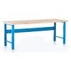 Výškově nastavitelný dílenský stůl Basic s čelní deskou 200 x 80 cm, modrá - ral 5012