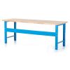 Výškově nastavitelný dílenský stůl Basic s čelní deskou 200 x 80 cm, modrá - ral 5012