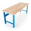 Výškově nastavitelný dílenský stůl Basic s čelní deskou 200 x 80 cm, modrá - ral 5012