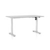 Výškově nastavitelný stůl OfficeTech A, 140 x 80 cm, bílá podnož, světle šedá