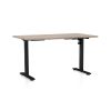 Výškově nastavitelný stůl OfficeTech A, 140 x 80 cm, černá podnož, dub