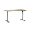 Výškově nastavitelný stůl OfficeTech A, 140 x 80 cm, šedá podnož, dub