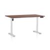 Výškově nastavitelný stůl OfficeTech B, 120 x 80 cm, bílá podnož, ořech