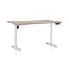 Výškově nastavitelný stůl OfficeTech B, 120 x 80 cm, bílá podnož, dub