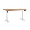 Výškově nastavitelný stůl OfficeTech B, 140 x 80 cm, bílá podnož, buk