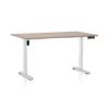 Výškově nastavitelný stůl OfficeTech B, 140 x 80 cm, bílá podnož, dub