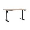 Výškově nastavitelný stůl OfficeTech B, 140 x 80 cm, černá podnož, dub