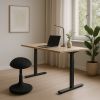 Výškově nastavitelný stůl OfficeTech B, 140 x 80 cm, černá podnož, dub