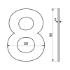Domovní číslo "8", RN.95L, nerez