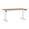 Výškově nastavitelný stůl OfficeTech B, 160 x 80 cm, bílá podnož, buk