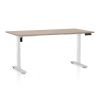 Výškově nastavitelný stůl OfficeTech B, 160 x 80 cm, bílá podnož, dub