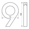 Domovní číslo "9", RN.100LV, broušené, stříbrná