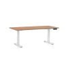 Výškově nastavitelný stůl OfficeTech C, 160 x 80 cm, bílá podnož, buk