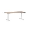 Výškově nastavitelný stůl OfficeTech C, 160 x 80 cm, bílá podnož, dub
