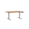 Výškově nastavitelný stůl OfficeTech D, 120 x 80 cm, šedá podnož, buk