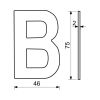 Domovní číslo "B", RN.75L, nerez