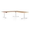 Výškově nastavitelný stůl OfficeTech Angle, 180 x 200 cm, bílá podnož, buk