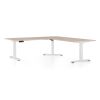 Výškově nastavitelný stůl OfficeTech Angle, 180 x 200 cm, bílá podnož, dub