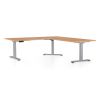 Výškově nastavitelný stůl OfficeTech Angle, 180 x 200 cm, šedá podnož, buk
