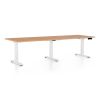 Výškově nastavitelný stůl OfficeTech Long, 240 x 80 cm, bílá podnož, buk