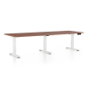 Výškově nastavitelný stůl OfficeTech Long, 240 x 80 cm, bílá podnož, ořech