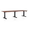 Výškově nastavitelný stůl OfficeTech Long, 240 x 80 cm, černá podnož, ořech