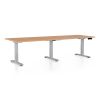 Výškově nastavitelný stůl OfficeTech Long, 240 x 80 cm, šedá podnož, buk
