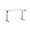 Výškově nastavitelný stůl OfficeTech B, 140 x 80 cm, šedá podnož, bílá