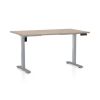 Výškově nastavitelný stůl OfficeTech B, 140 x 80 cm, šedá podnož, dub