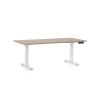 Výškově nastavitelný stůl OfficeTech D, 160 x 80 cm, bílá podnož, dub