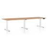 Výškově nastavitelný stůl OfficeTech Long, 260 x 80 cm, bílá podnož, buk
