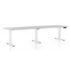 Výškově nastavitelný stůl OfficeTech Long, 260 x 80 cm, bílá podnož, světle šedá