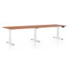 Výškově nastavitelný stůl OfficeTech Long, 260 x 80 cm, bílá podnož, třešeň
