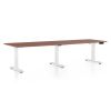Výškově nastavitelný stůl OfficeTech Long, 260 x 80 cm, bílá podnož, ořech