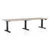 Výškově nastavitelný stůl OfficeTech Long, 260 x 80 cm, černá podnož, dub
