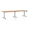 Výškově nastavitelný stůl OfficeTech Long, 260 x 80 cm, šedá podnož, buk