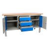 Dílenský stůl Solid Compact+ se zásuvkami, 170 × 60 × 86,5 cm, modrá - ral 5012