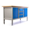 Dílenský stůl Solid Compact+ se zásuvkami, 170 × 60 × 86,5 cm, modrá - ral 5012