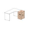 Kontejner Impress 40,6 x 60 cm - 4 zásuvky (ke stolu Impress 76 cm), dub sonoma