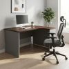 Rohový stůl SimpleOffice 140 x 120 cm, pravý, ořech vlašský / šedá