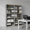Vysoká skříň SimpleOffice 80 x 40 x 180 cm, dub světlý / šedá