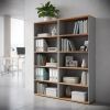 Vysoká skříň SimpleOffice 80 x 40 x 180 cm, ořech vlašský / šedá