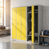 Kovová šatní skříňka - 3 oddíly, 90 x 50 x 180 cm, otočný zámek, zelená - ral 6033